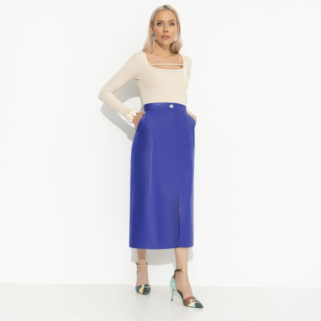 Юбка из мягкой экокожи, Откровенно шикарная (синий) - Charutti фото 6