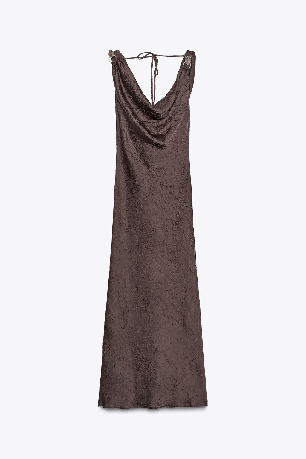 CRINKLE-EFFECT SATIN MIDI DRESS - Zara фото 12