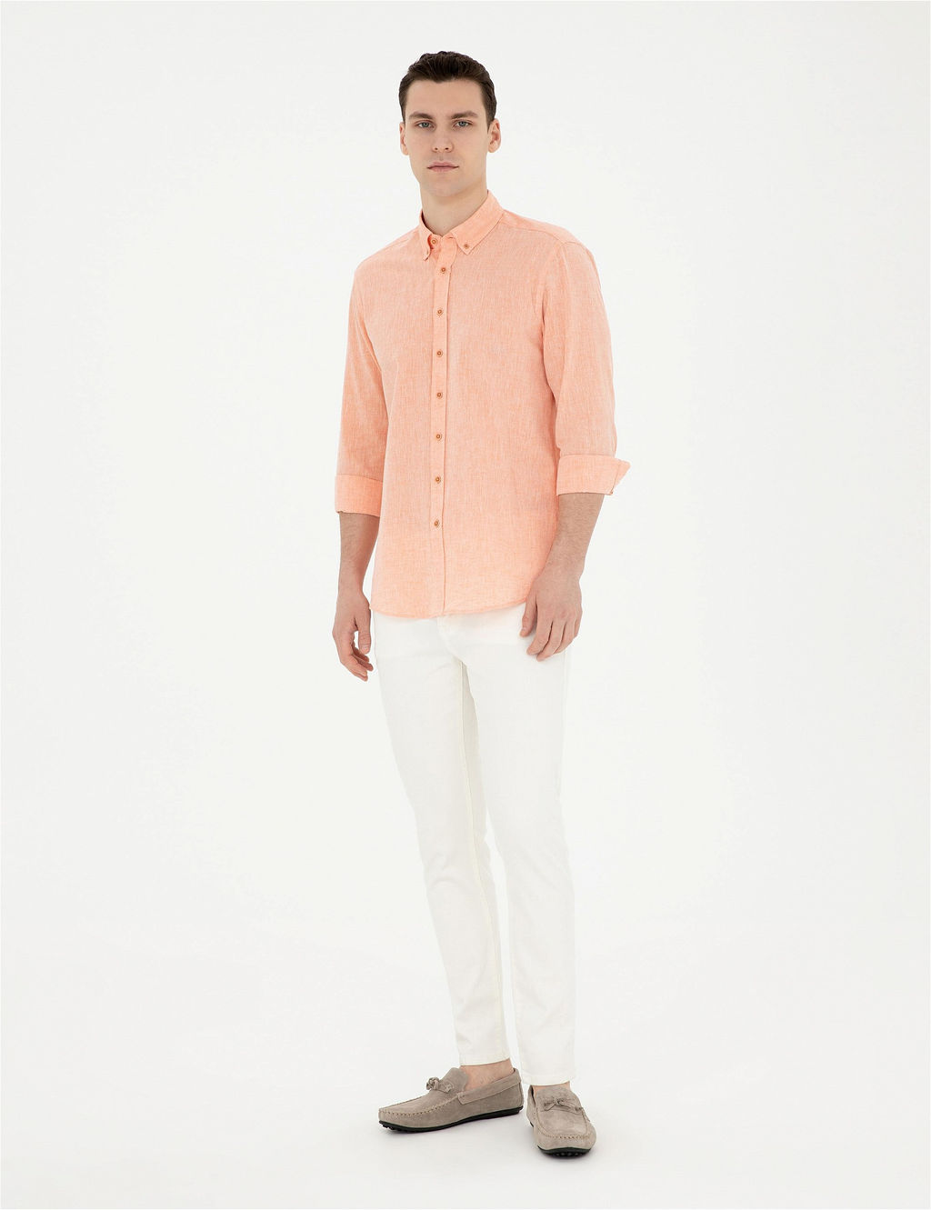 Ekru Slim Fit Jean Pantolon