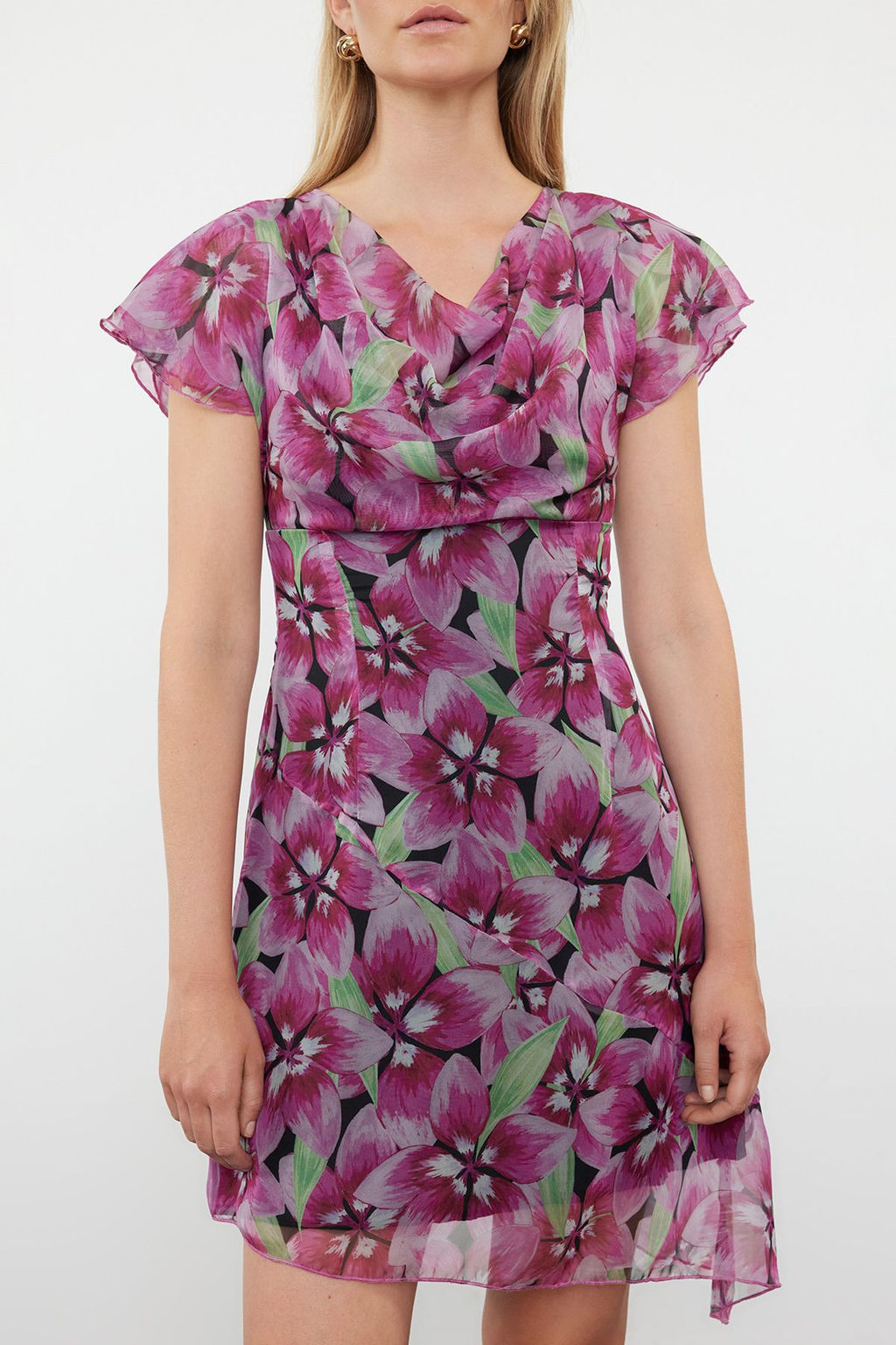 Cok Renkli Cicek Desenli A Kesim Degaje Yakal? Mini Dokuma Elbise TWOSS24EL00900 - Trendyolmilla фото 3