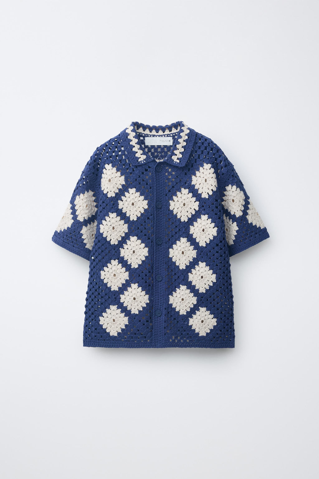 SOBRECAMISA ROMBOS PUNTO CROCHET / Marino - Zara фото 2