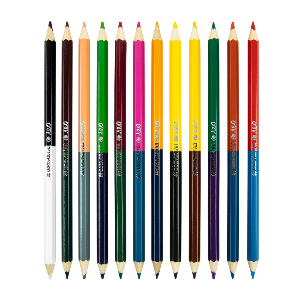 Лео ШколаСад Набор двусторонних карандашей LSDCP-12 заточенный 8 х 24 цв