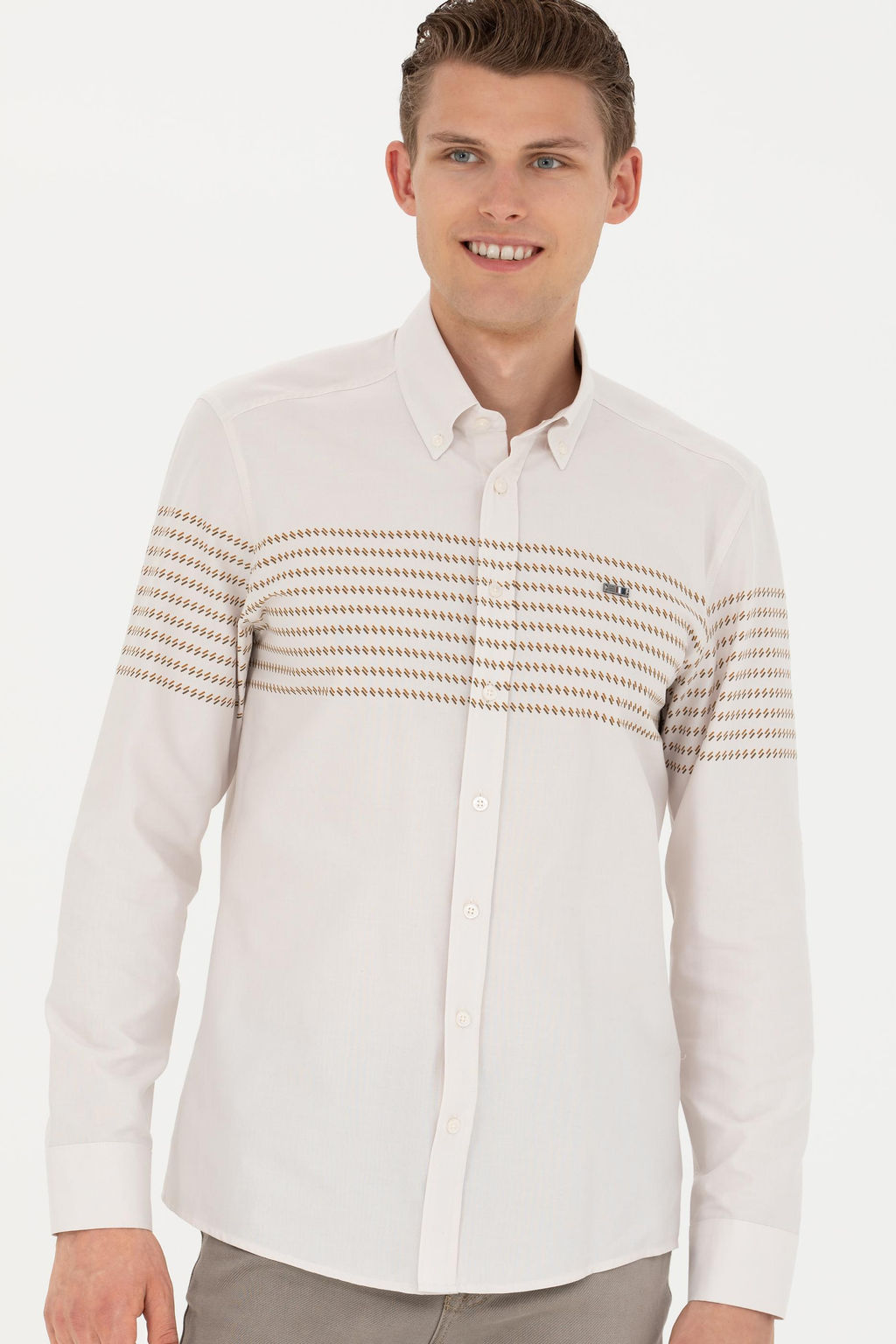 U. S. Polo Assn / Мужская рубашка с длинным рукавом Stone - U.s. polo assn фото 17