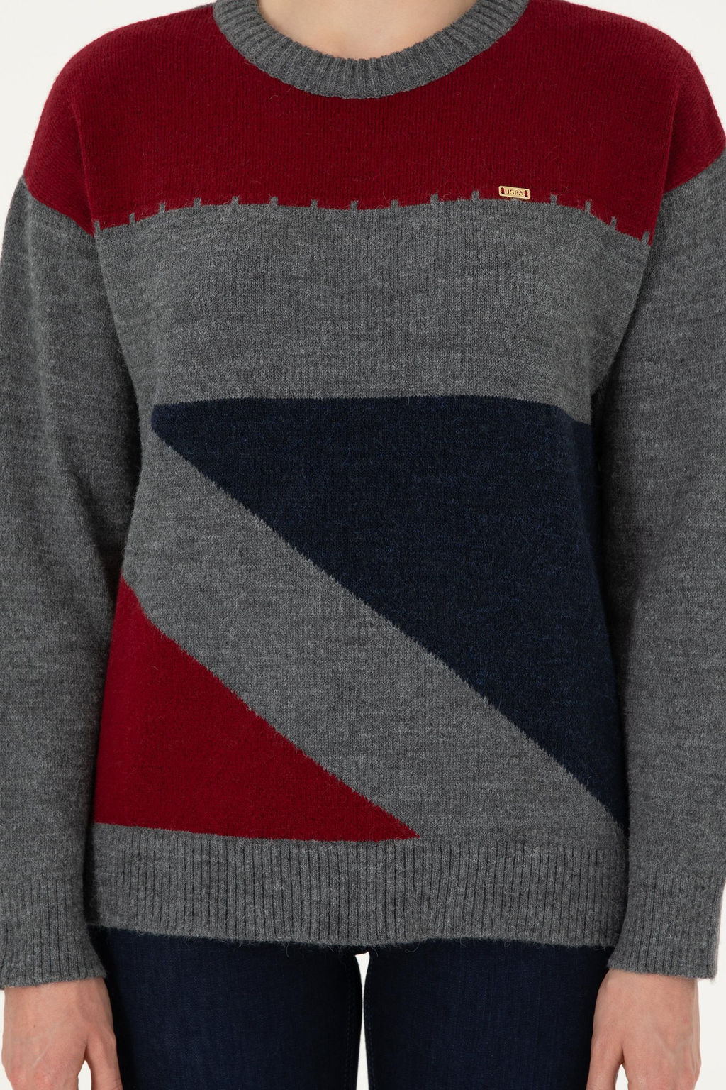 Женский темно-синий свитер с круглым вырезом Неожиданная скидка в корзине - U.s. polo assn фото 6