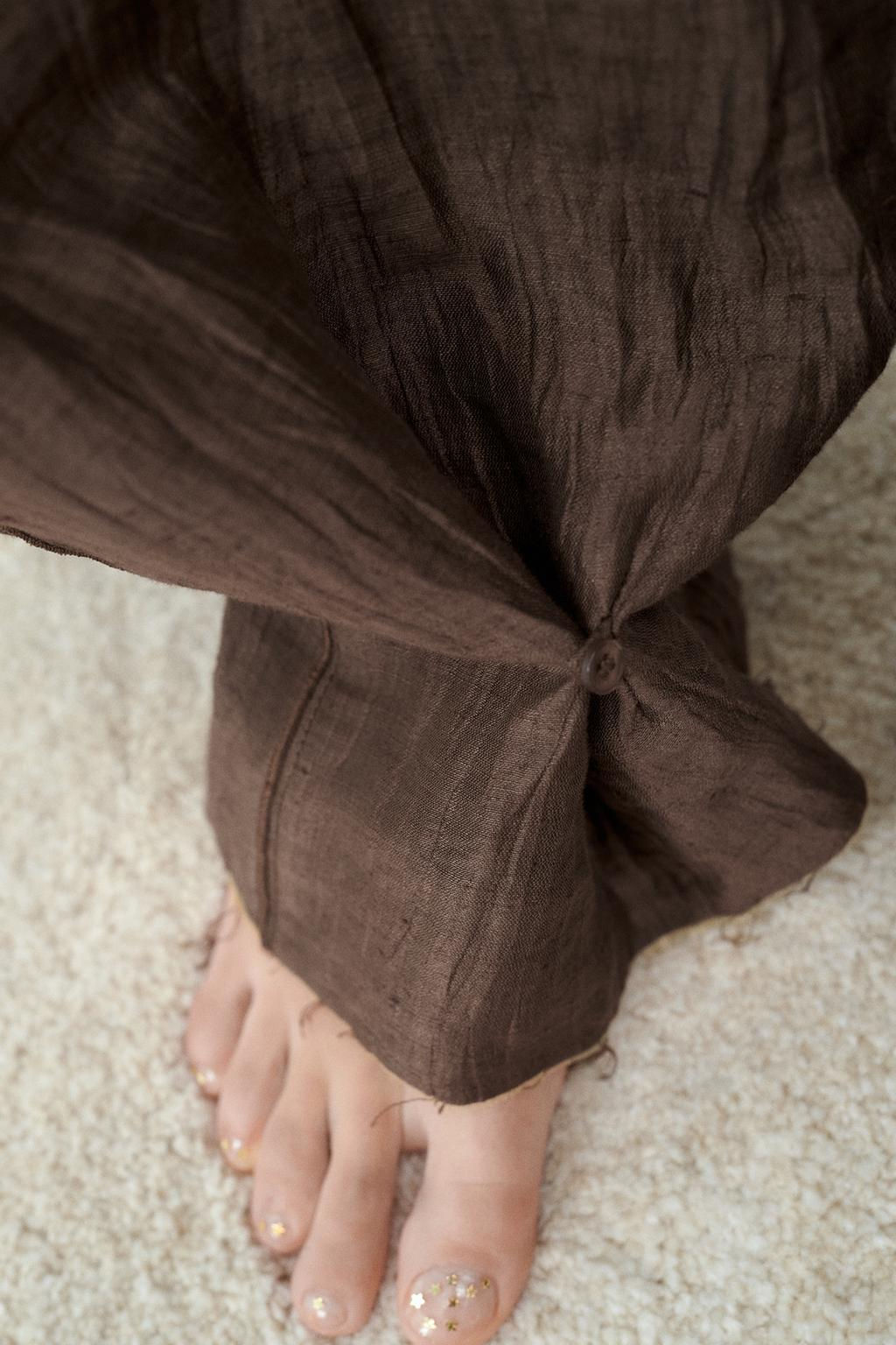 LINEN BLEND WRINKLED-EFFECT TROUSERS - Zara фото 2