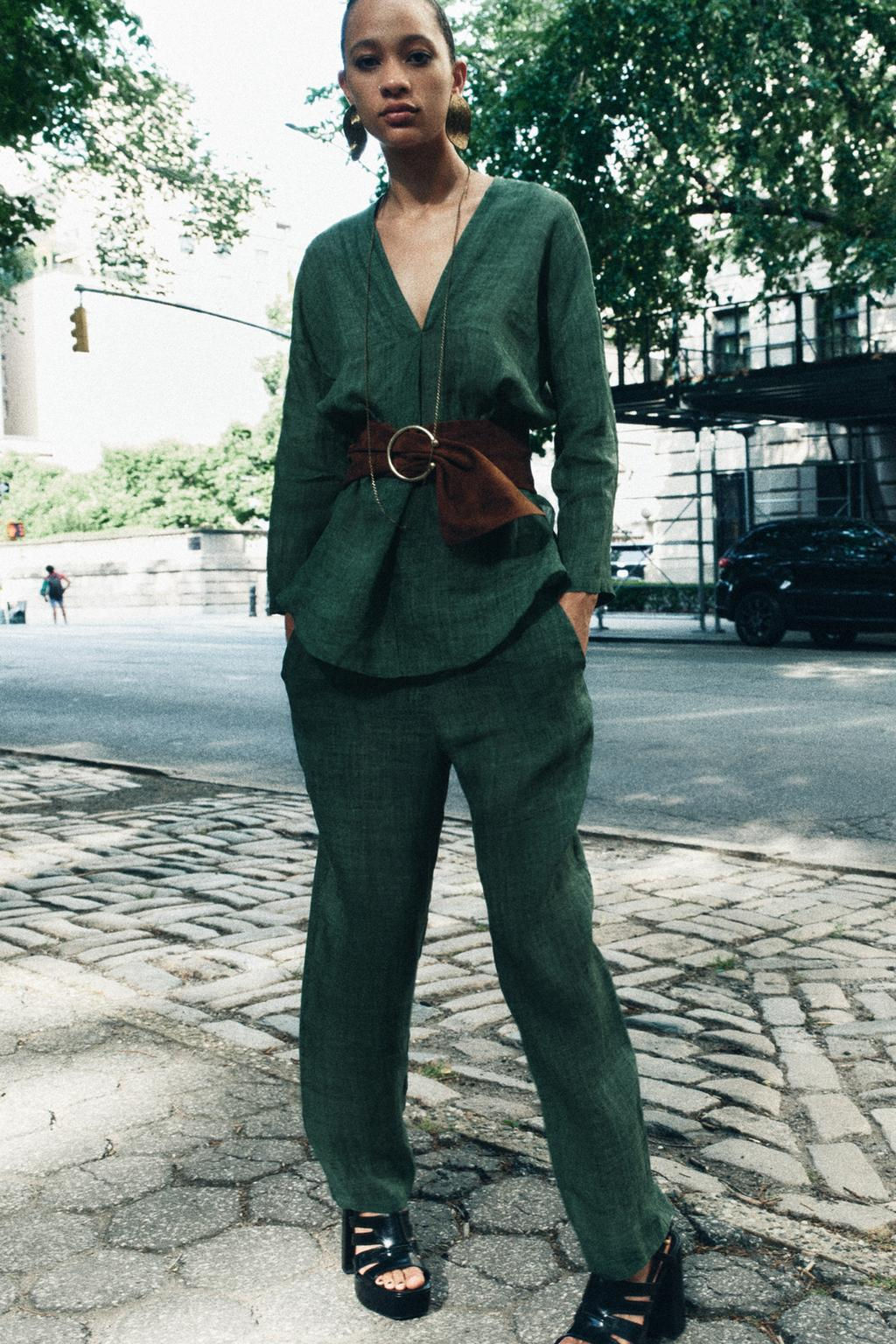 ZW COLLECTION 100% RAMIE PYJAMA-STYLE TROUSERS - Zara фото 8