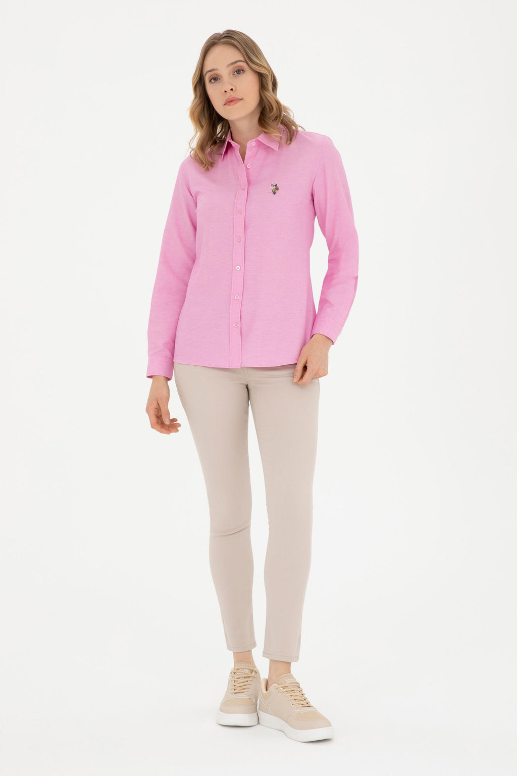 U. S. Polo Assn / Женская розовая базовая рубашка с длинным рукавом - U.s. polo assn фото 11