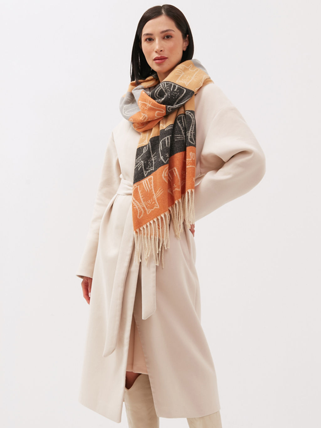 В составе шерсть! теплый двусторонний палантин - Tantino фото 3