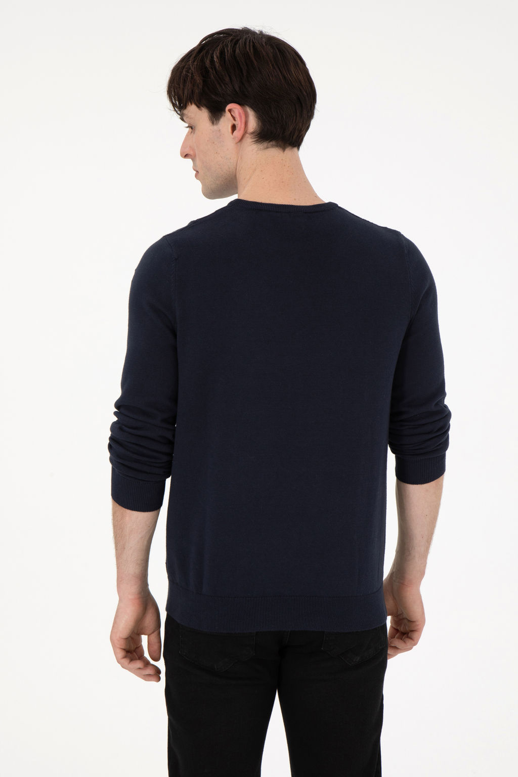Erkek Slim Fit Bisiklet Yaka Lacivert Basic Kazak - U.s. polo assn фото 12