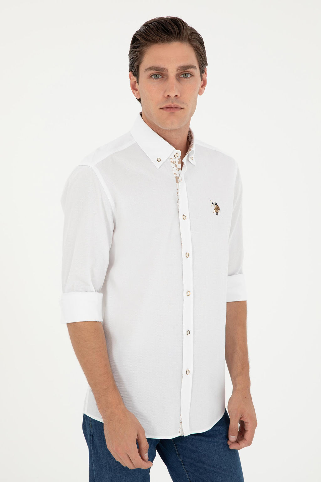 Мужская белая рубашка с длинным рукавом - U.s. polo assn фото 3