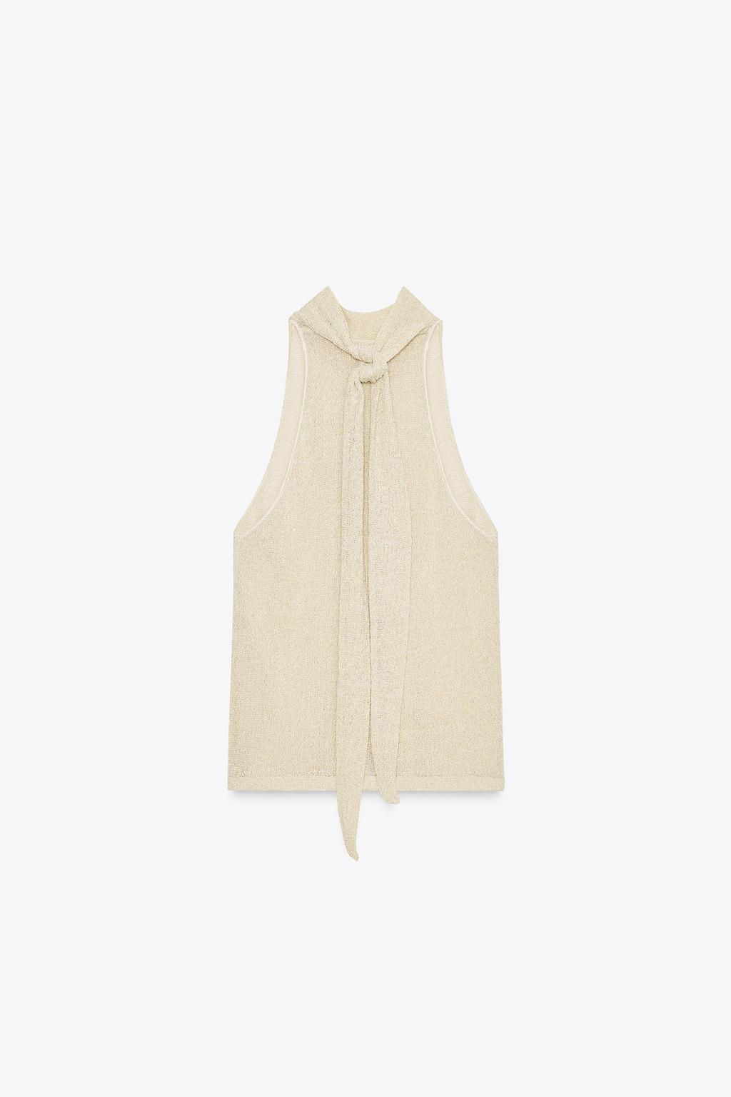 METALLIC THREAD HALTER TOP - Zara фото 6