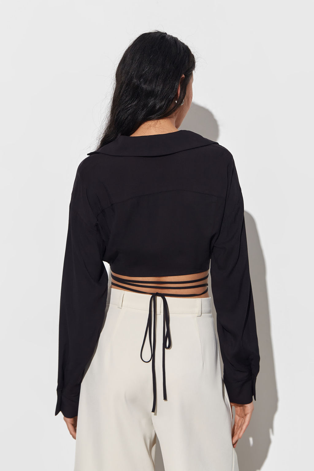 Рубашка укороченная из мягкого хлопка с завязками - Mollis фото 5