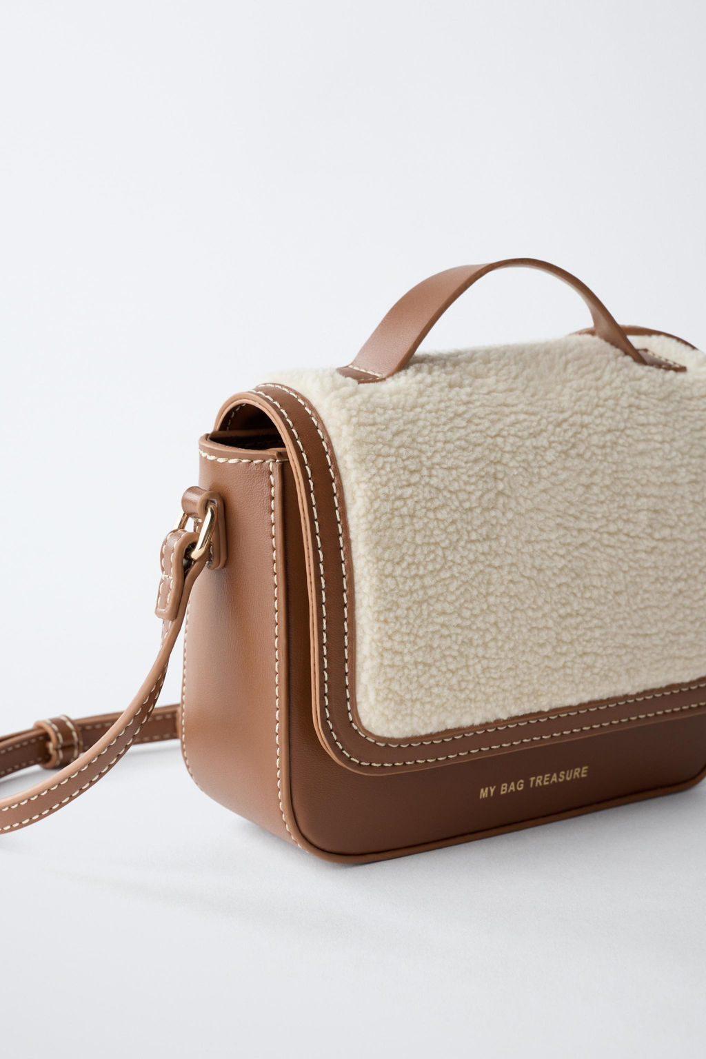 FAUX SHEARLING CROSSBODY BAG - Zara фото 3
