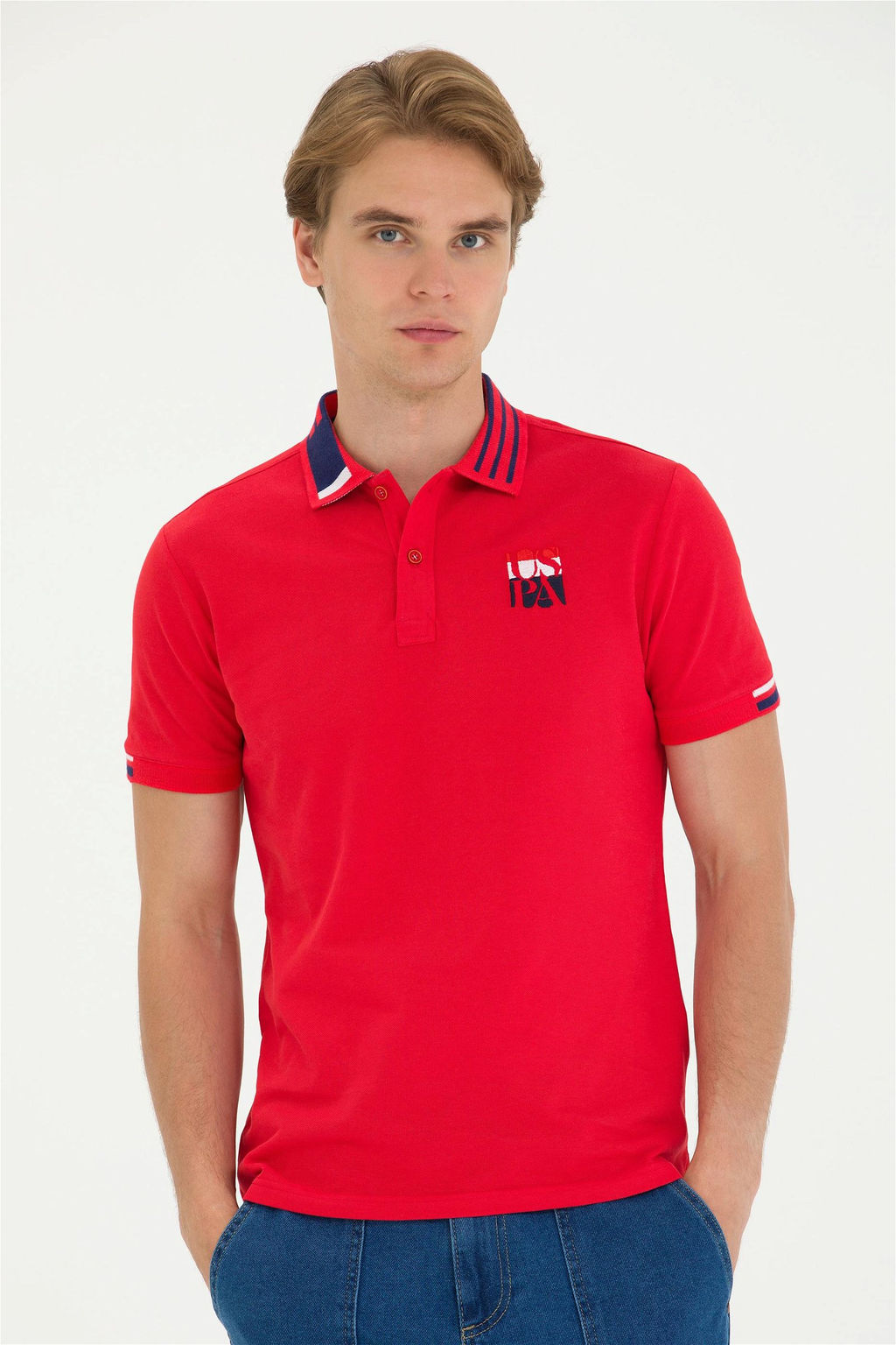 Мужская красная футболка с воротником-поло - U.s. polo assn фото 10