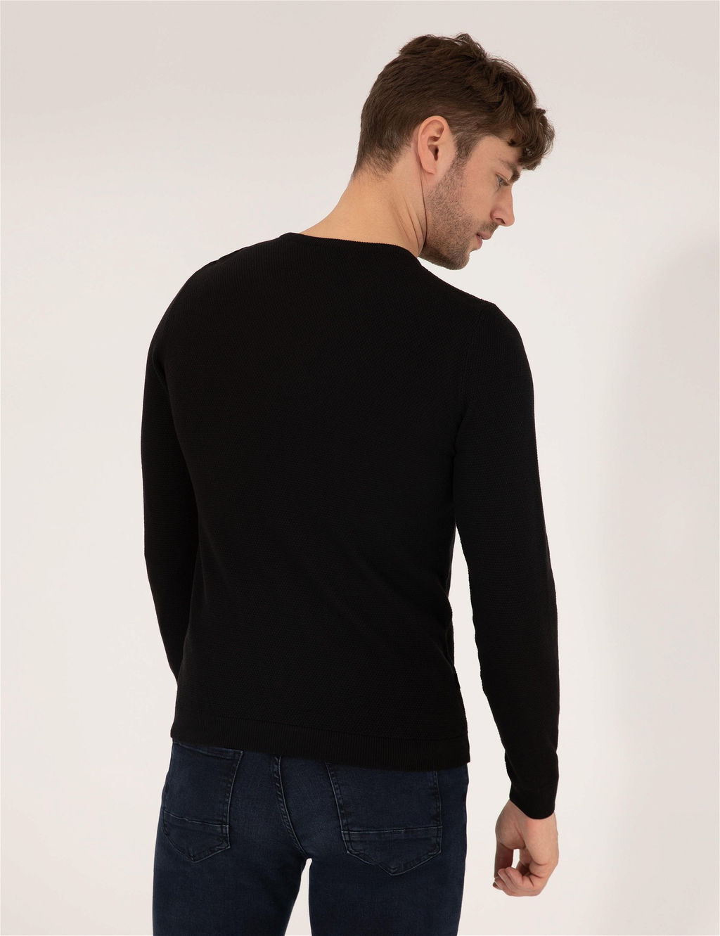 Siyah Slim Fit Bisiklet Yaka Triko Kazak - Pierre cardin фото 3