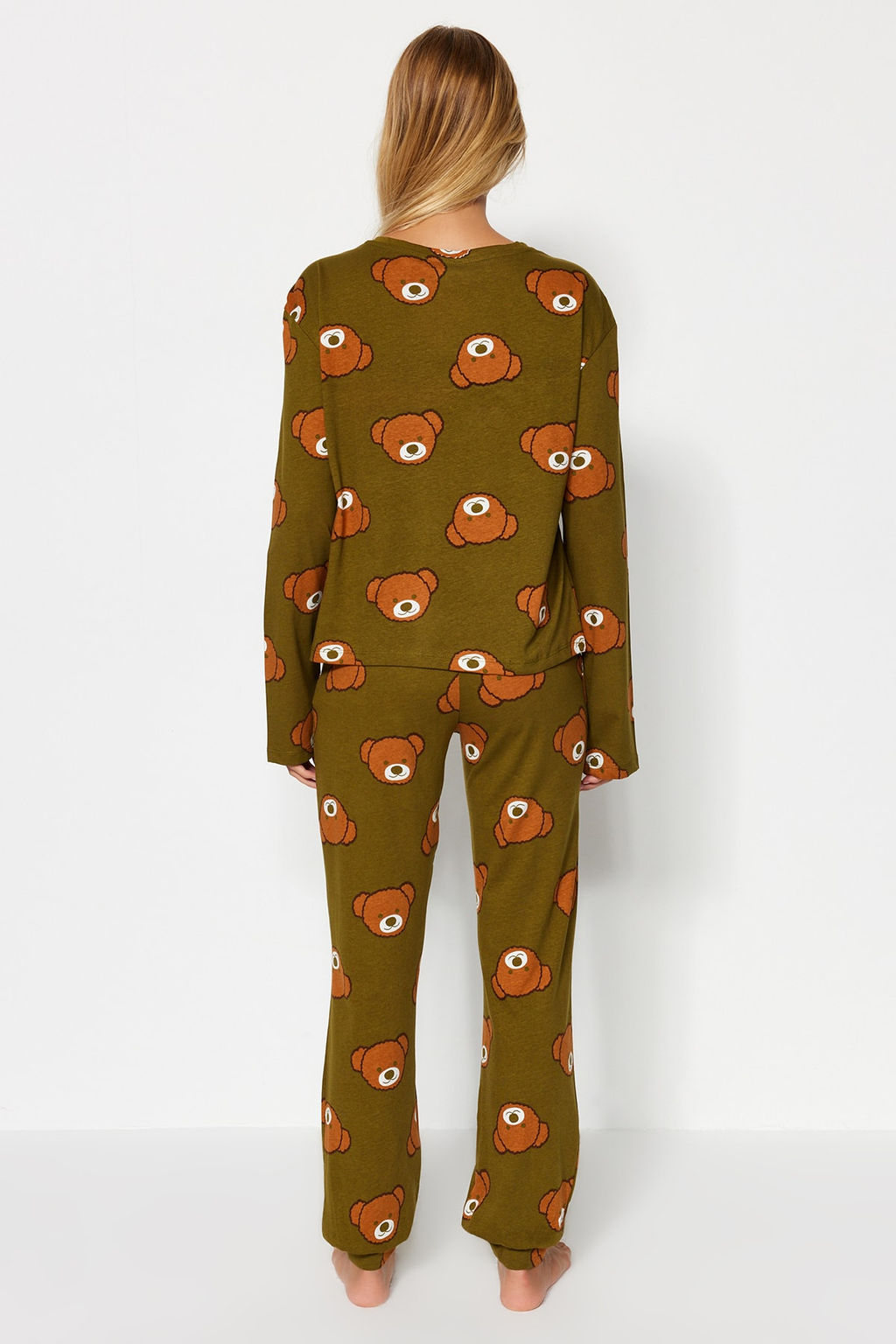 Trendyolmilla Siyah %100 Pamuklu Ay?c?kl? Orme Pijama Tak?m? THMAW23PT00514  фото 18