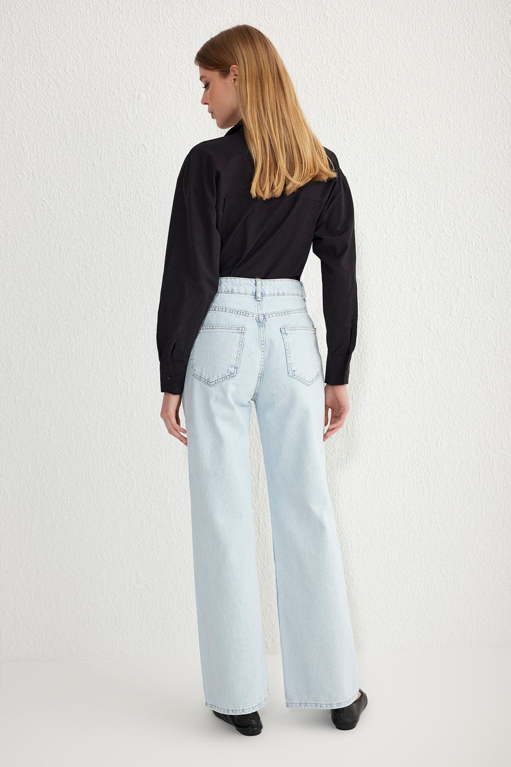 Ac?k Mavi Yuksek Bel Wide Leg Jeans TWOSS25JE00092 - Trendyolmilla фото 5