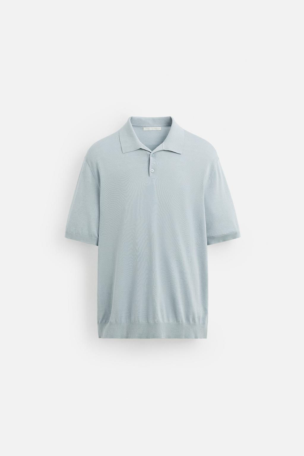 COTTON/SILK KNIT POLO SHIRT - Zara фото 7