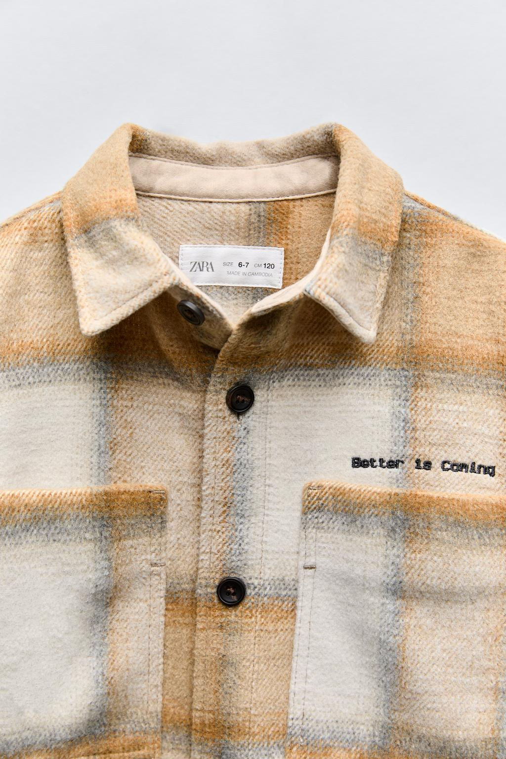 CHECKED OVERSHIRT WITH POCKETS - Zara фото 3