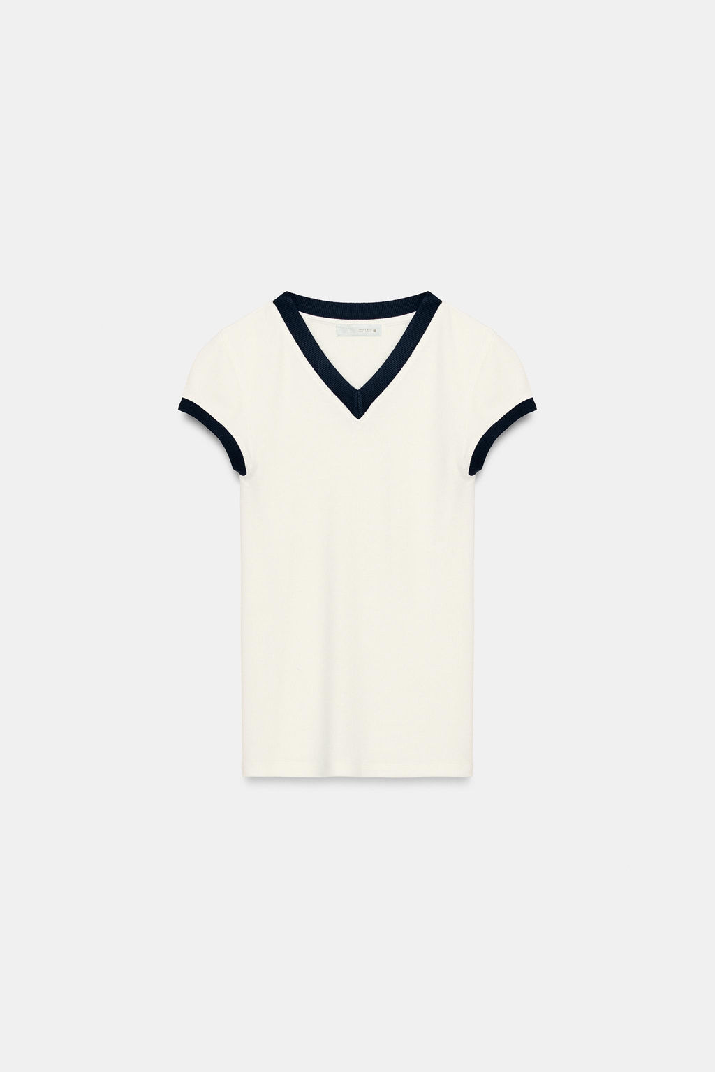 CAMISETA RIB CONTRASTE / Crudo - Zara фото 5