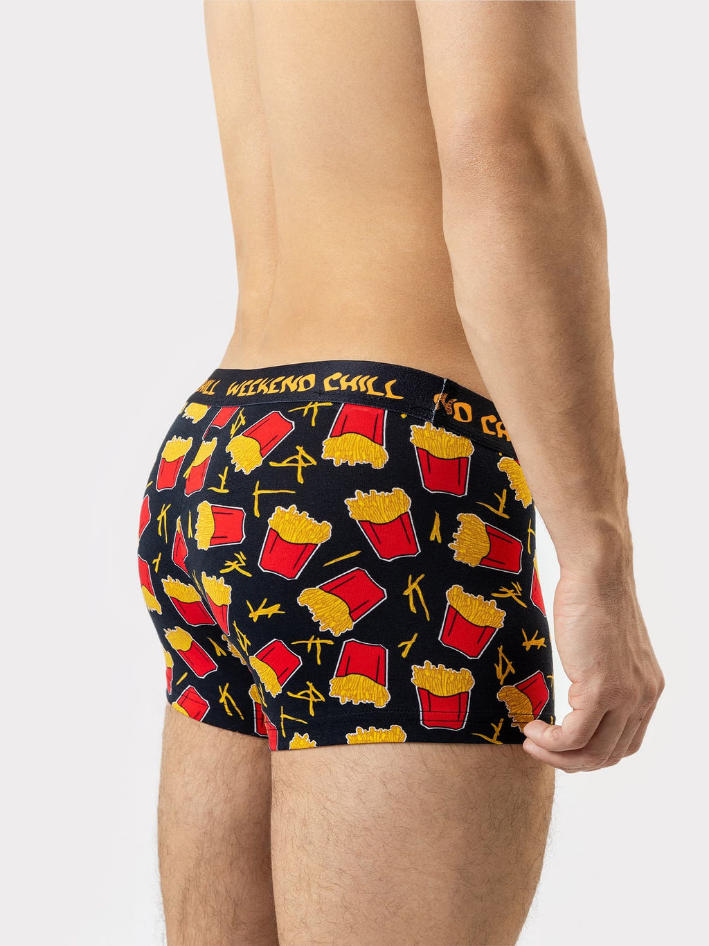 Набор мужских трусов-боксеров (2 шт.) в черно-оранжевых оттенках с принтом картошка на черном +черный 411124-2 - Mark formelle фото 4