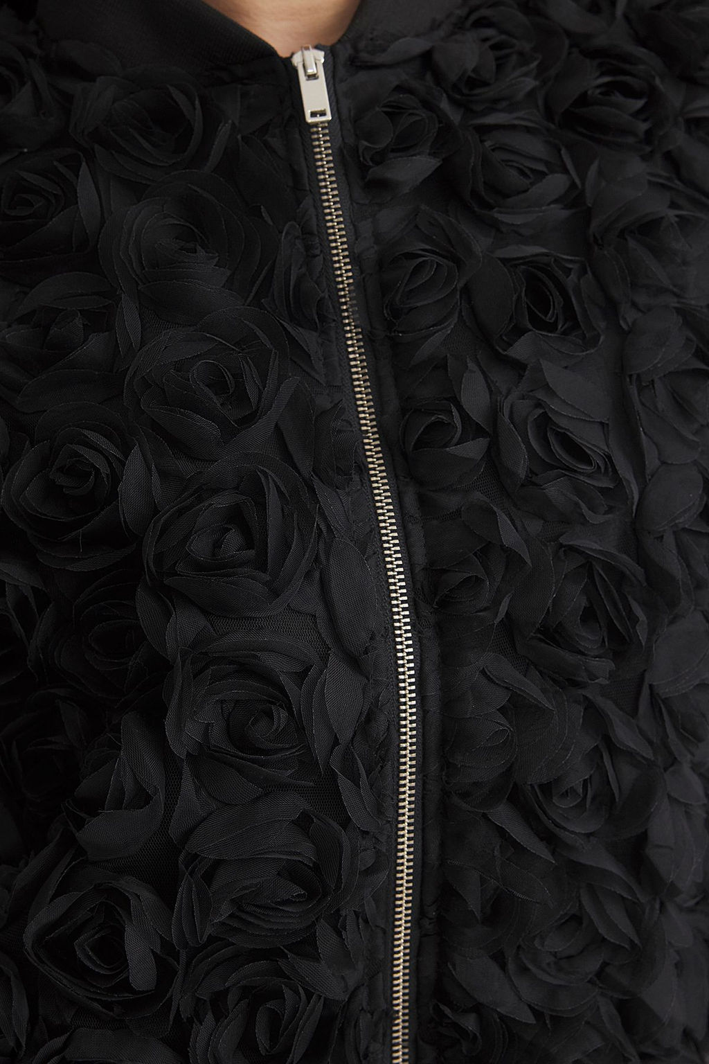 Trendyolmilla Siyah Oversize 3 Boyutlu Cicek Desenli Bomber Ince Ceket Mont TWOSS25MO00013  фото 4