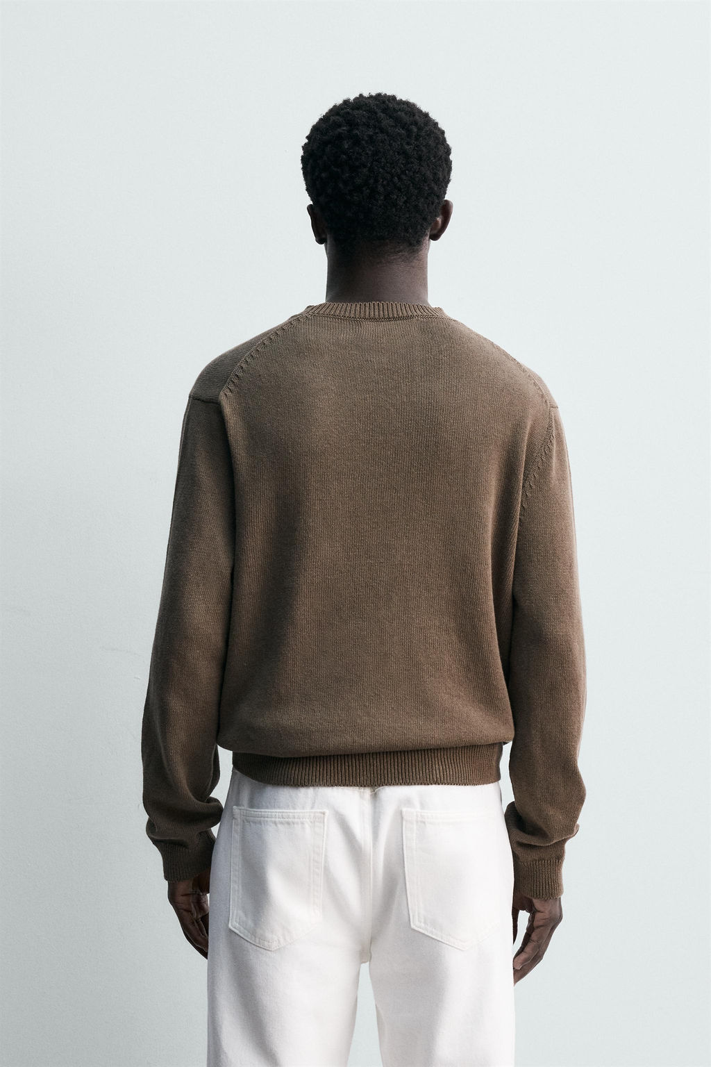 JERSEY REGULAR FIT ALGOD?N - LINO / Khaki oscuro - Zara фото 3