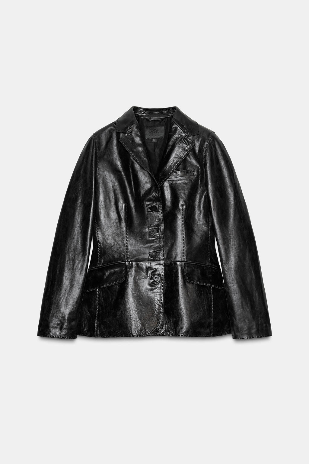 FITTED LEATHER BLAZER - Zara фото 4