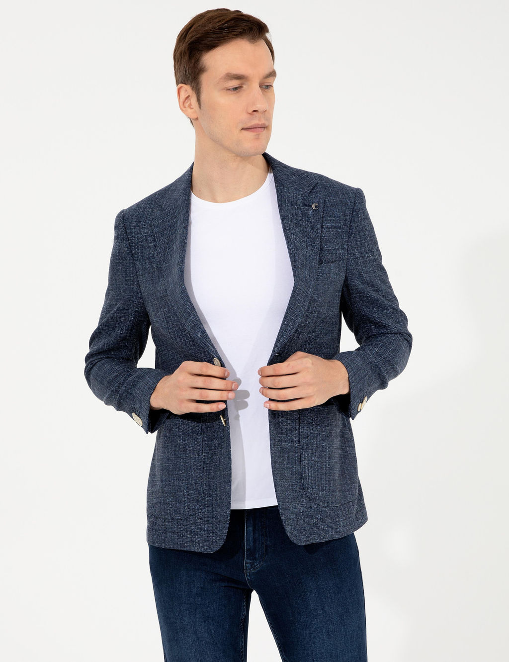 Темно-синяя приталенная куртка - Cacharel фото 2