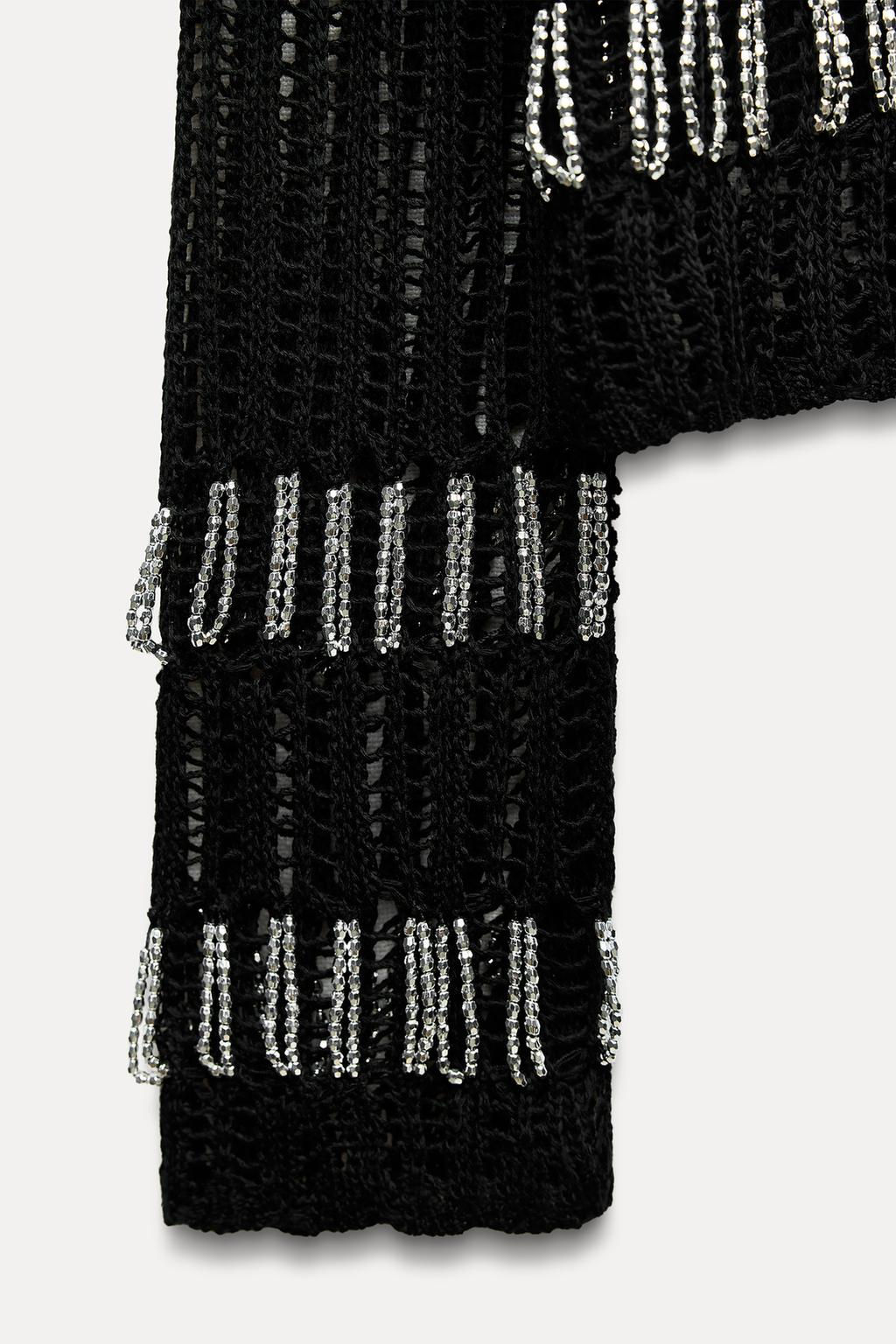 MESH JERSEY TOP WITH BEADING - Zara фото 9