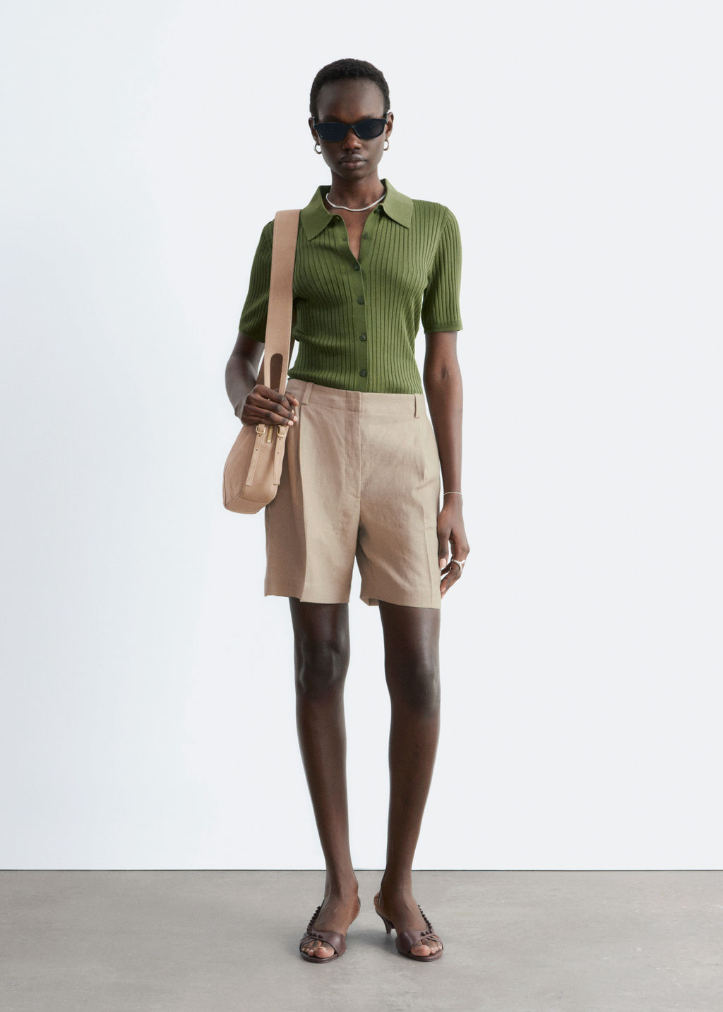 Pantalones cortos tipo sastre de lino - H&m фото 5