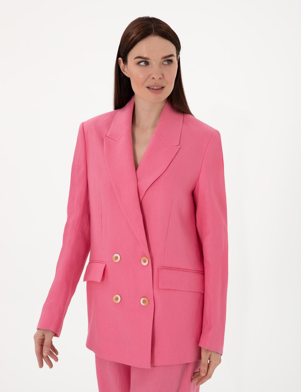 Pembe Comfort Fit keten Ceket - Pierre cardin фото 3