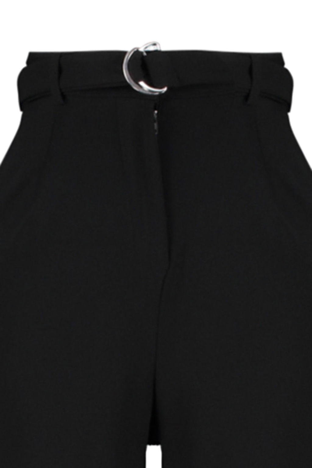 Siyah Kemerli Wideleg/Genis Paca Yuksek Bel Smart Krep Kumas Orme Pantolon TWOSS23PL00330