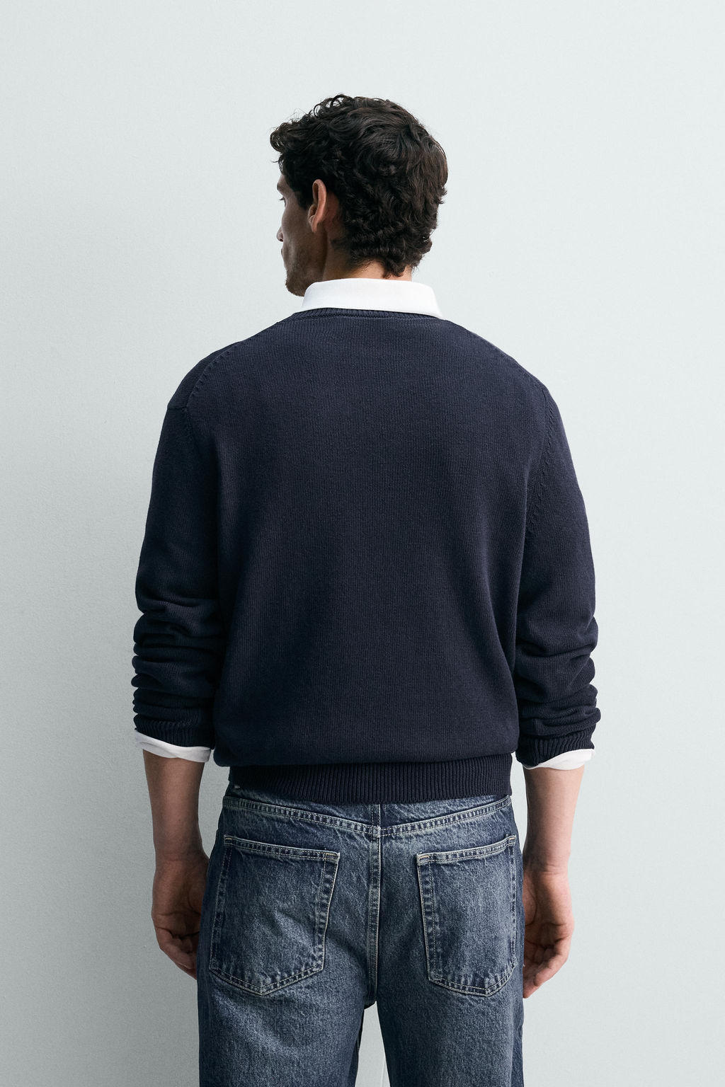 JERSEY REGULAR FIT ALGOD?N - LINO / Marino oscuro - Zara фото 3