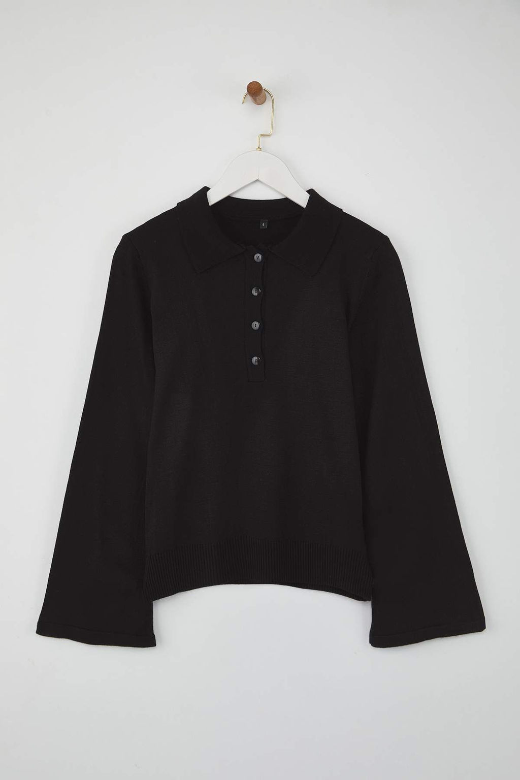 Teen Siyah*001 Polo Yaka Duz Triko Kazak TWOAW26KZ00121 - Trendyolmilla фото 5