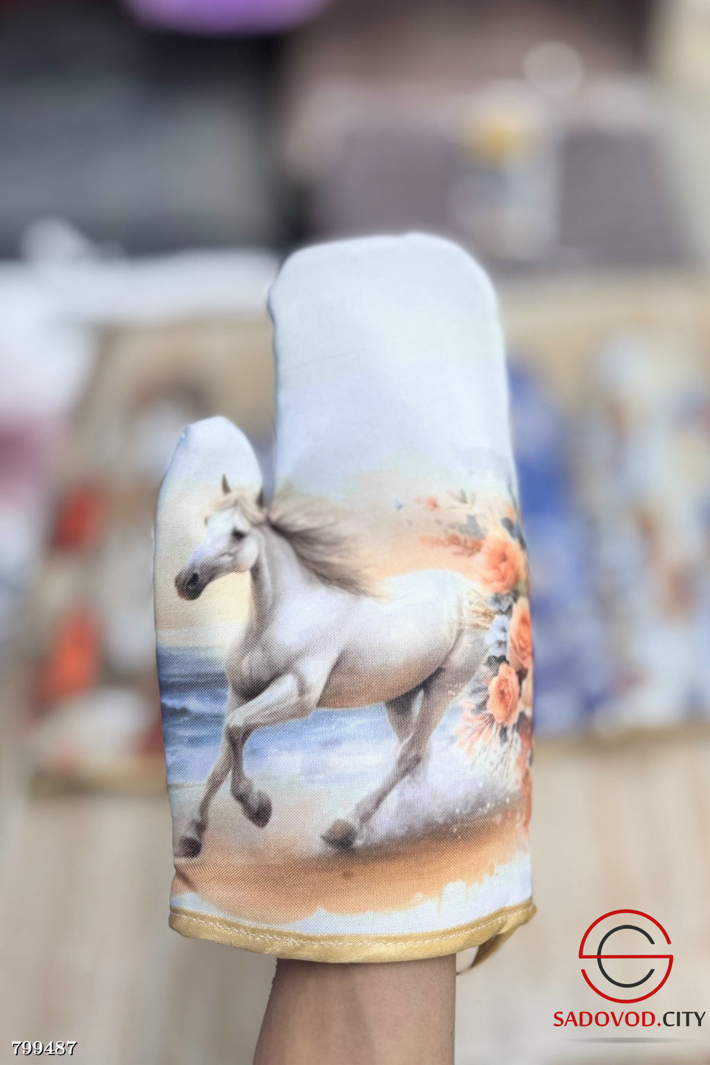 Варежка новогодний лошадь 1 шт