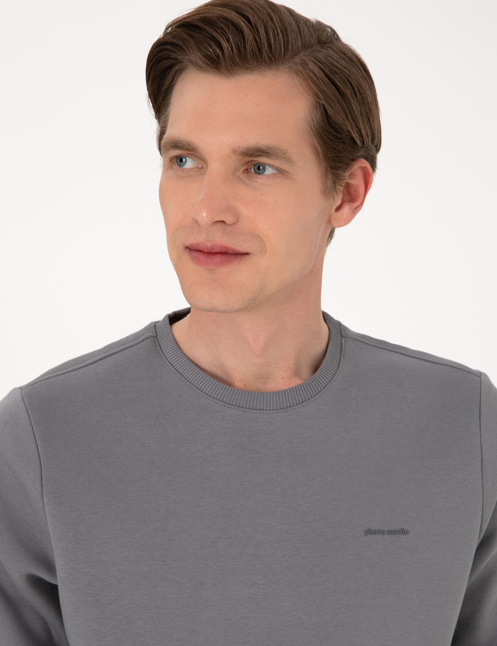 Gri 3 _plik Regular Fit __i Polarl_ Bisiklet Yaka Basic Sweatshirt - Pierre cardin фото 2