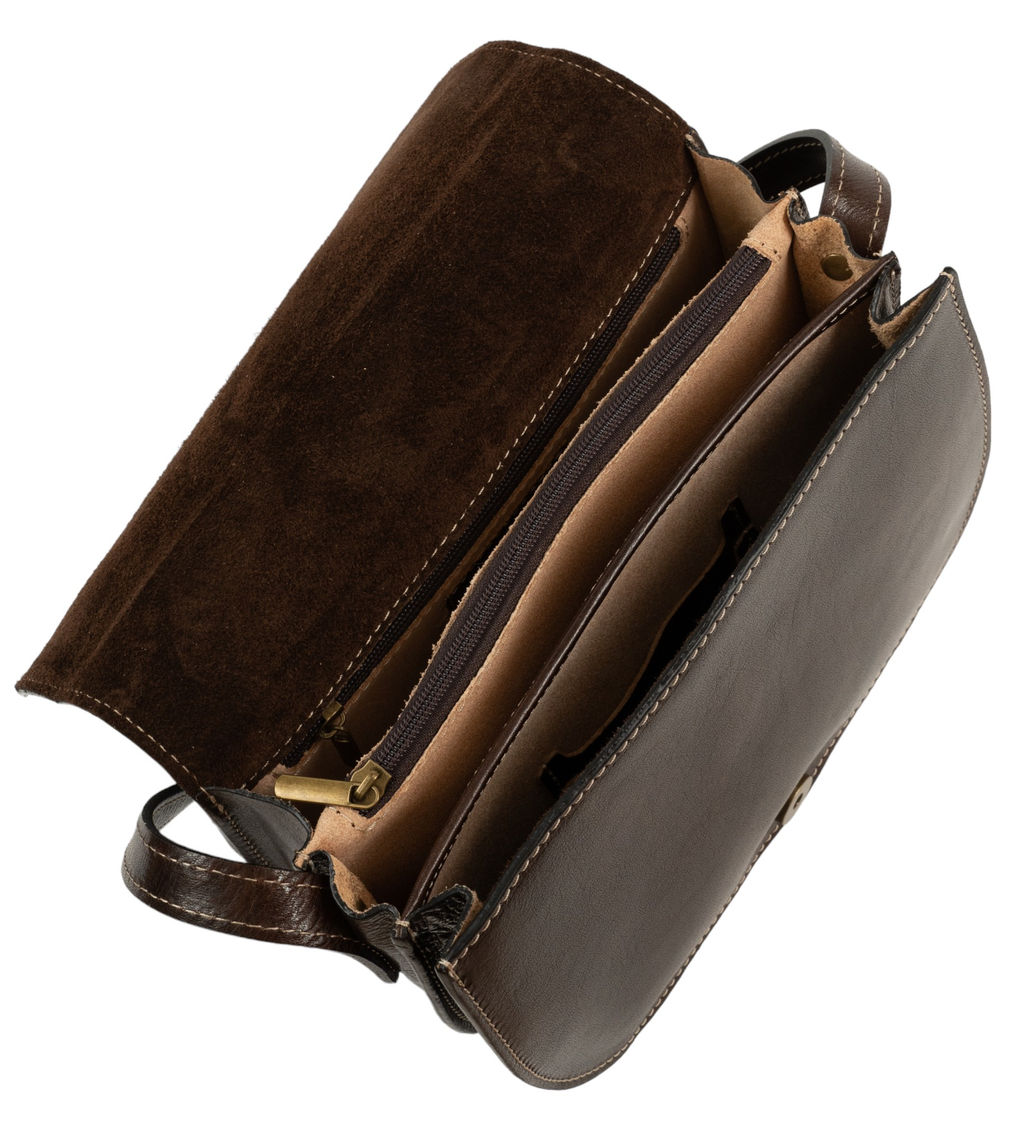 Сумка женская Sefaro Exotic из телячьей кожи гладкая матовая коричневая средняя  фото 14