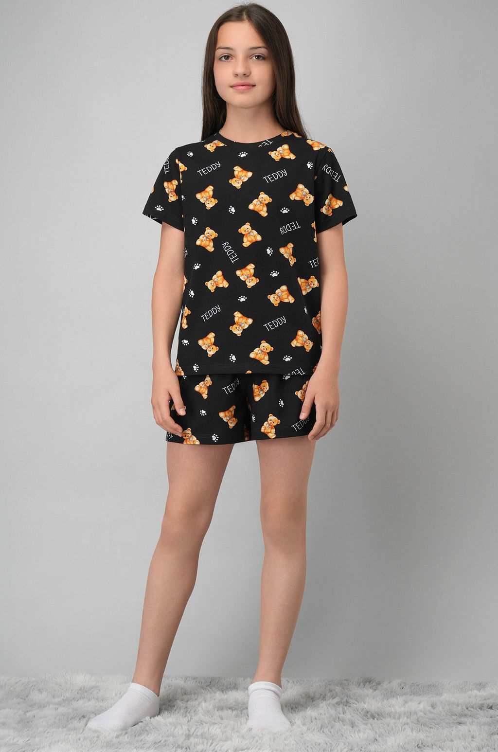 Хлопковая пижама для девочки с шортами Happyfox