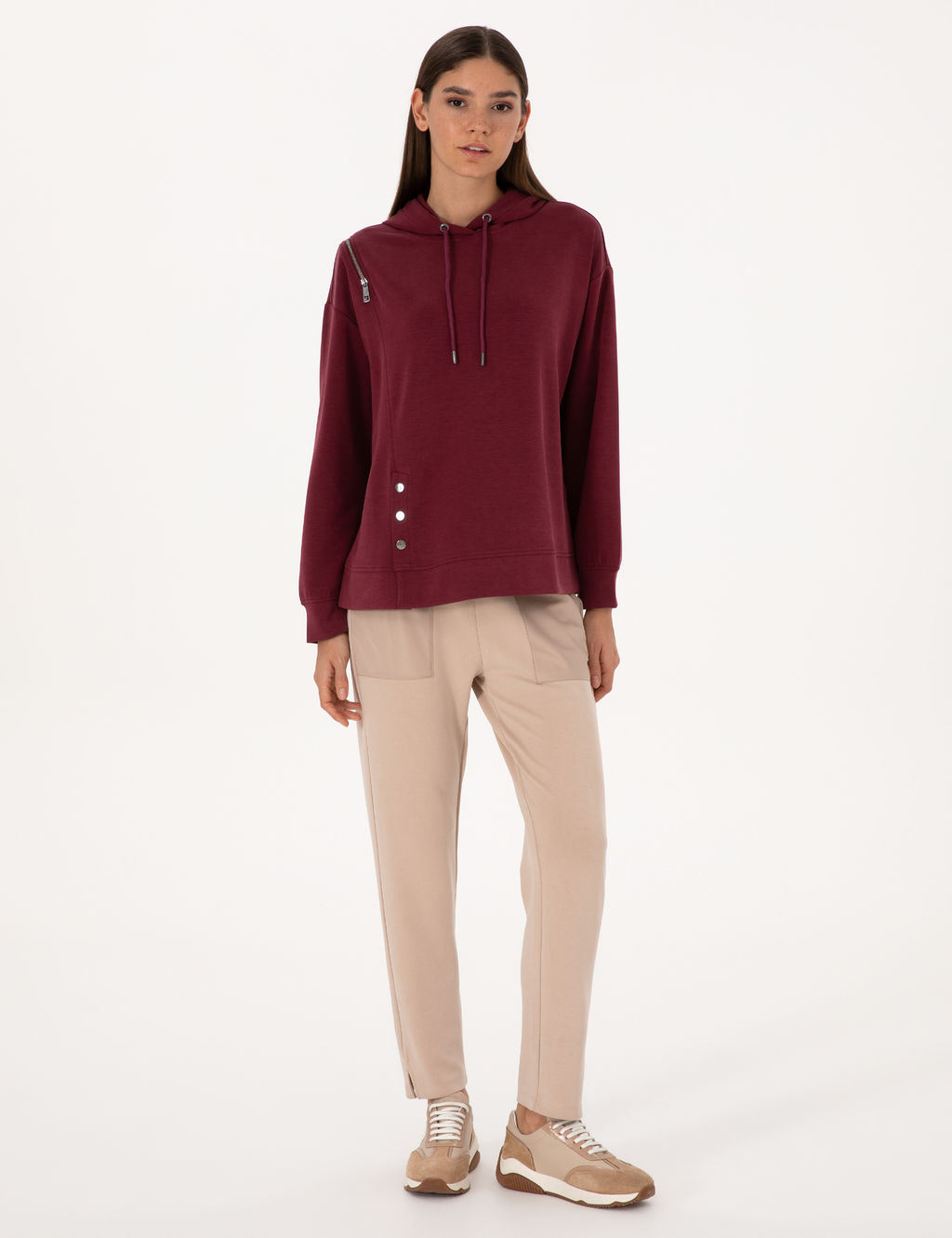 Vi_ne Oversize Modal Kar___ml_ Kap__onlu Sweatshirt