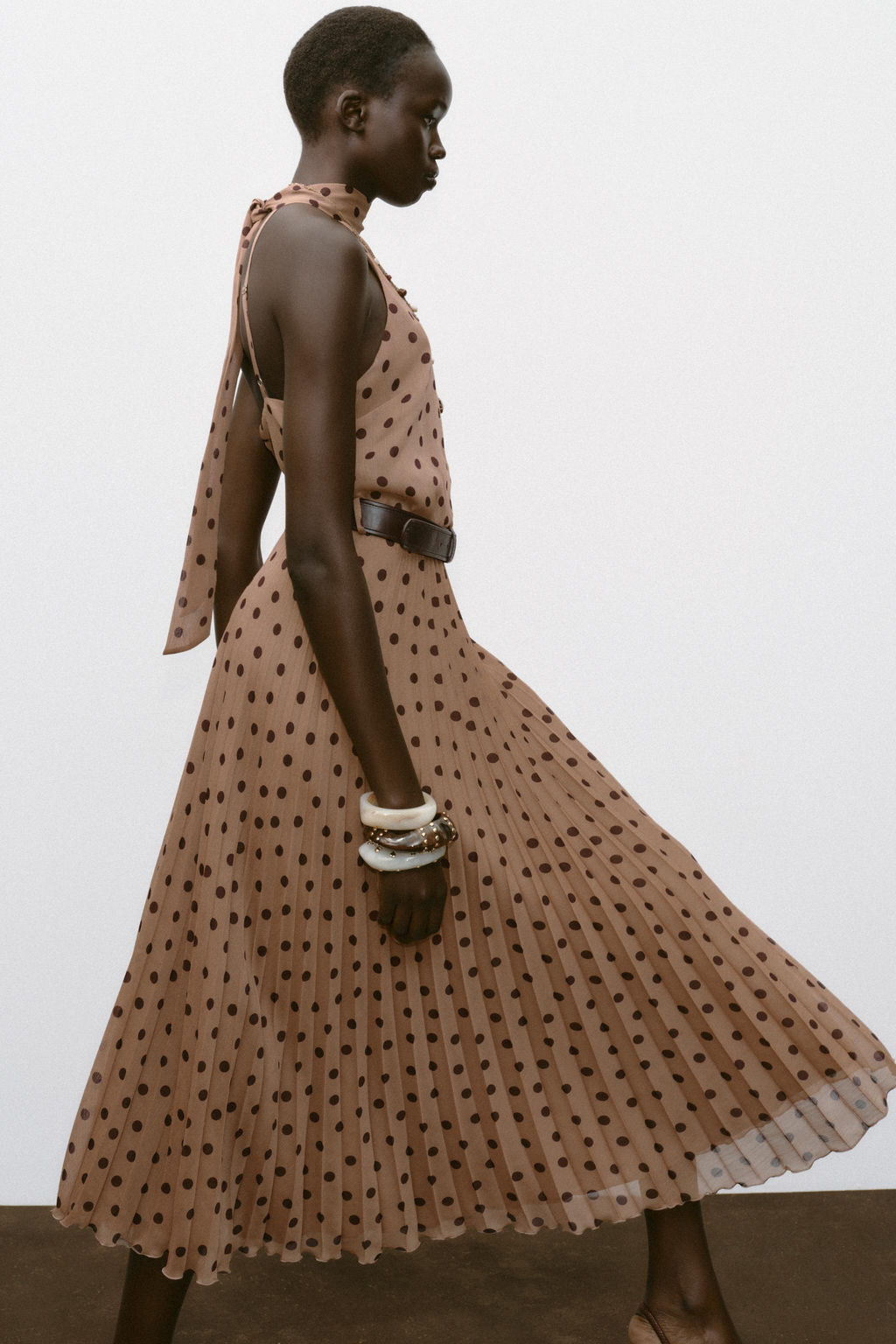 POLKA DOT MIDI DRESS WITH BELT - Zara фото 9