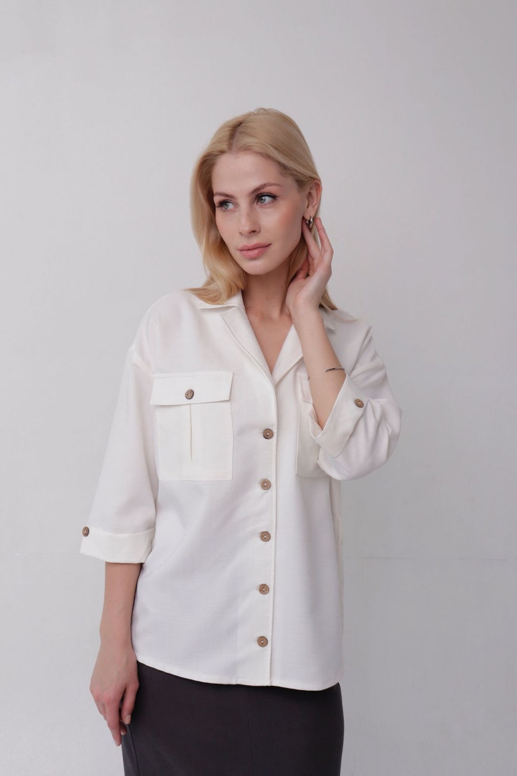 11208 Рубашка белая в стиле сафари - Martichelli фото 3