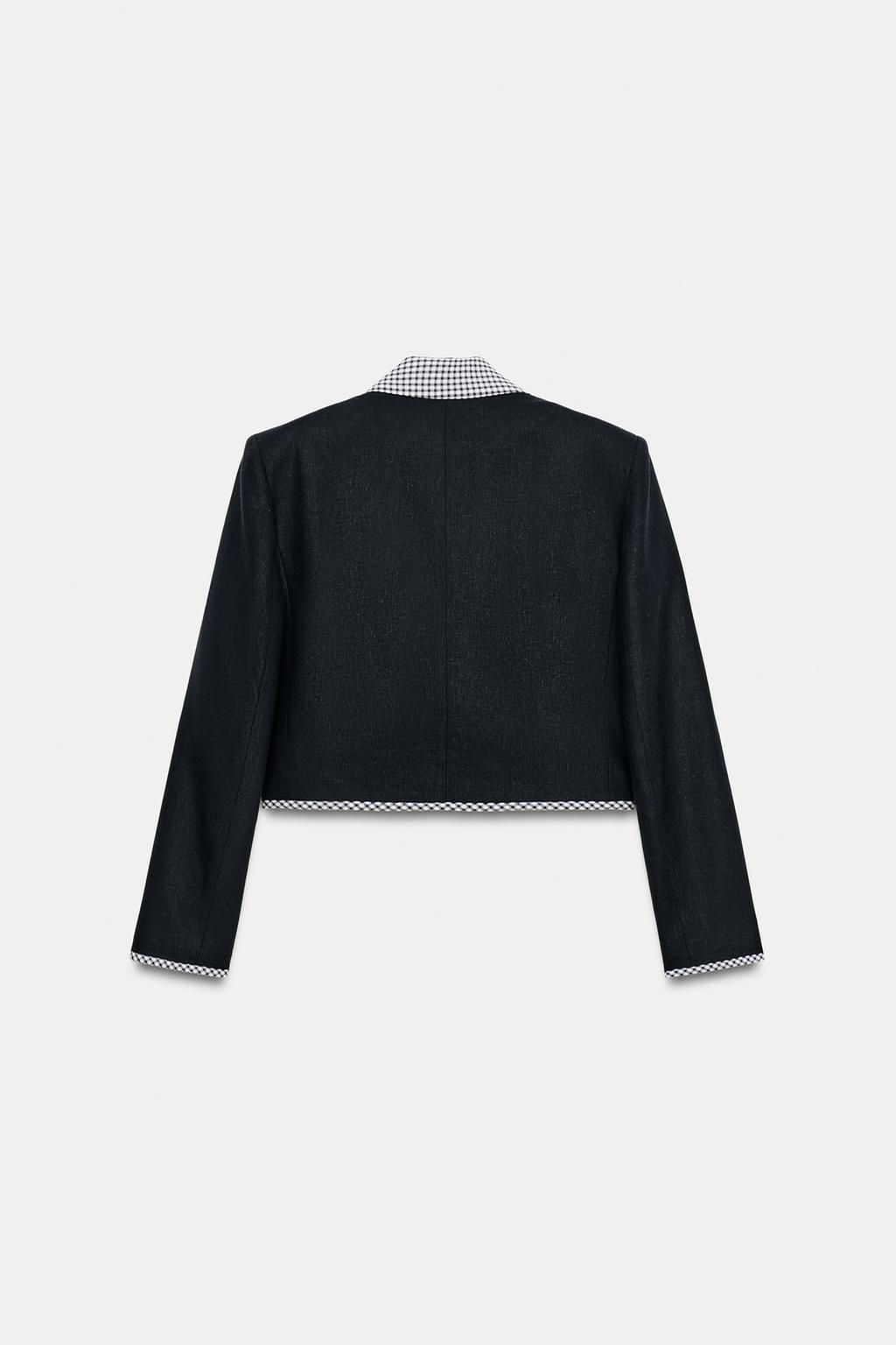 BLAZER CORTA COMBINADA CUADRO VICHY / Marino - Zara фото 18
