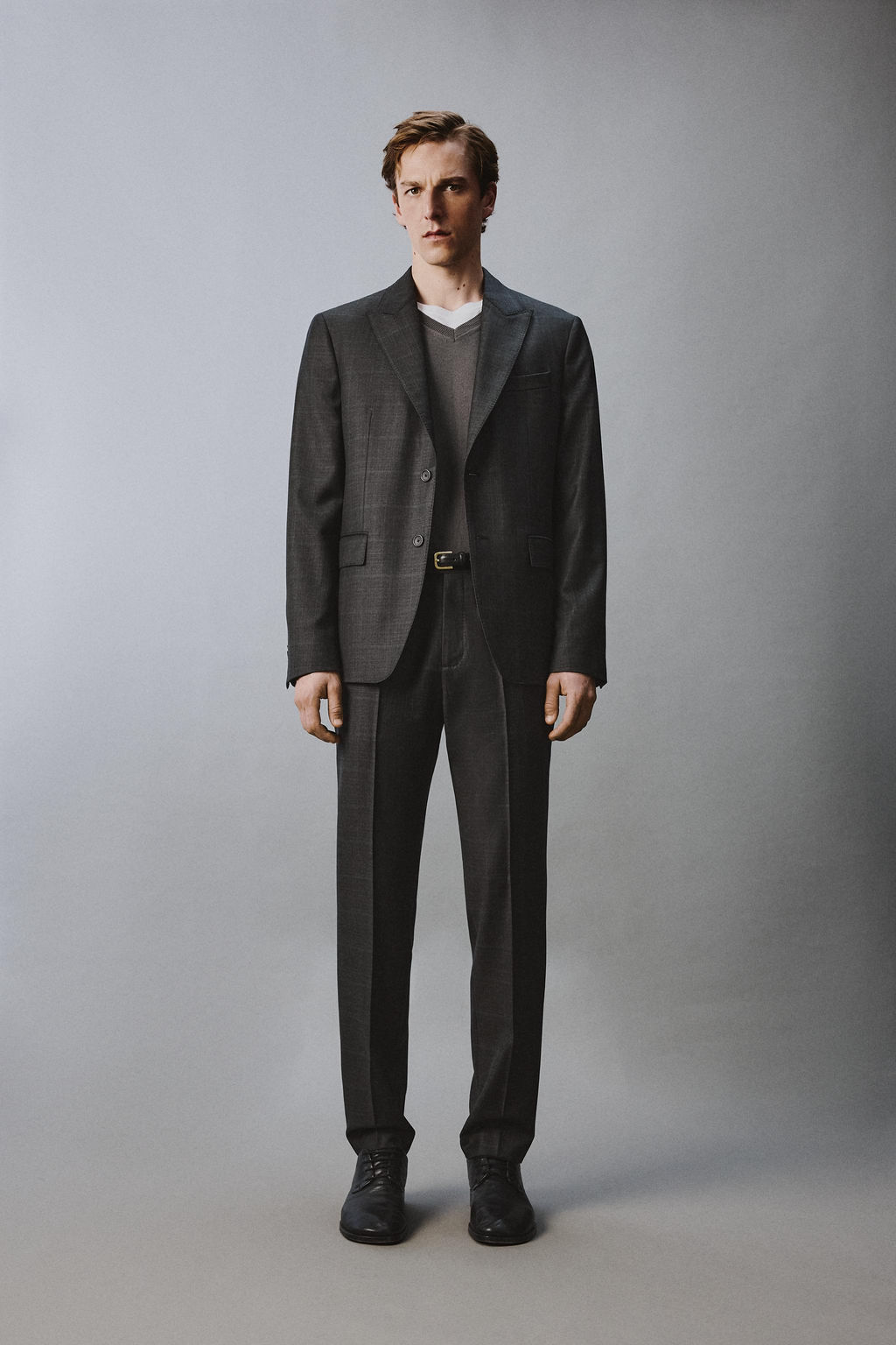 PANTAL?N TRAJE CUADROS 100% LANA / Marengo vigor?