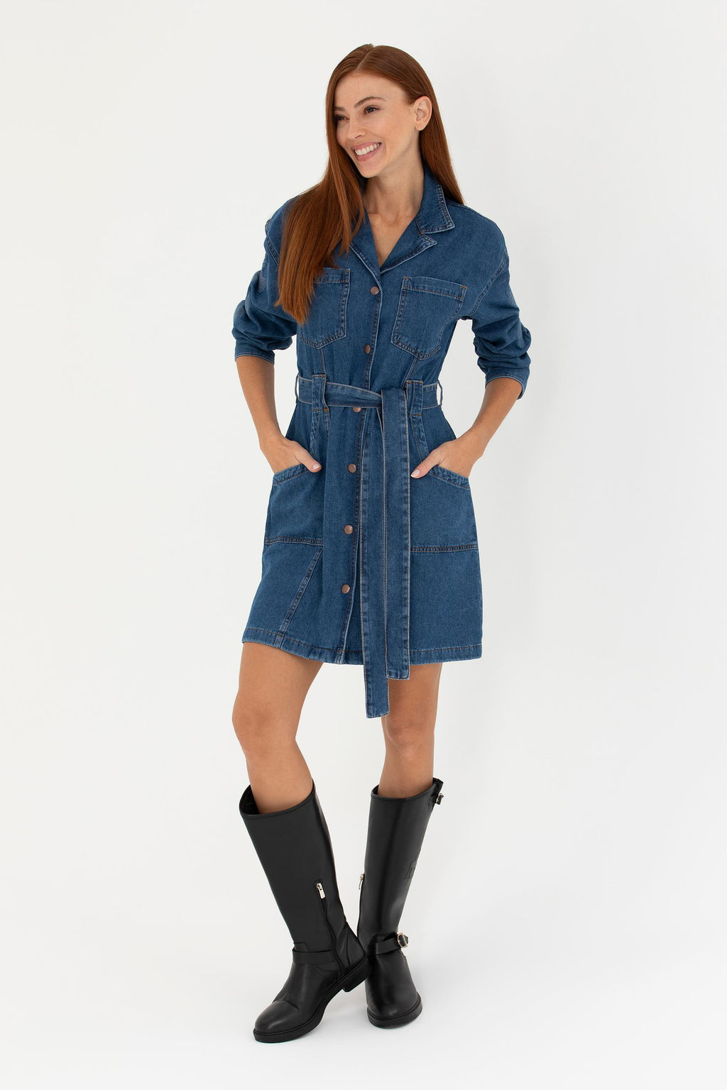 Kad_n Koyu Mavi Jean Elbise - U.s. polo assn фото 4