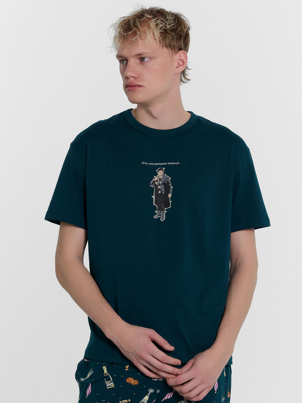 Пижама мужская зеленая с принтом по мотивам фильма Ирония судьбы, или с легким паром! изумруд +застолье 591039 - Mark formelle фото 3