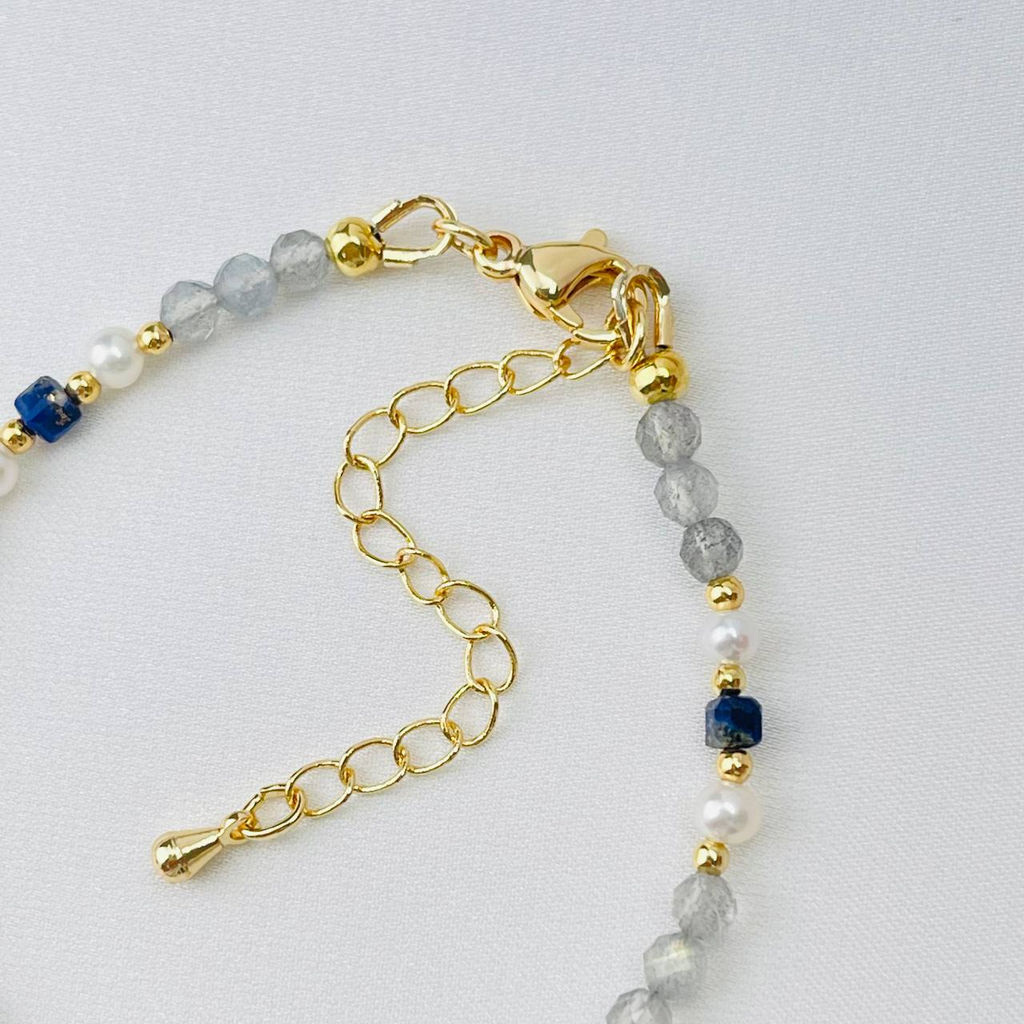 Браслет из Лабрадора, Жемчуга и Лазурита, 16 см+