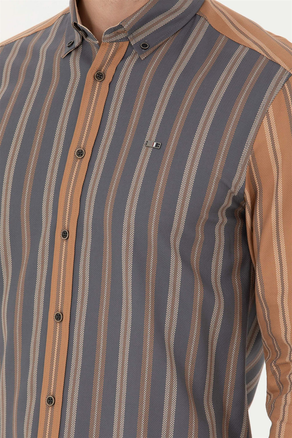 Мужская рубашка антрацитового цвета с длинным рукавом - U.s. polo assn фото 7