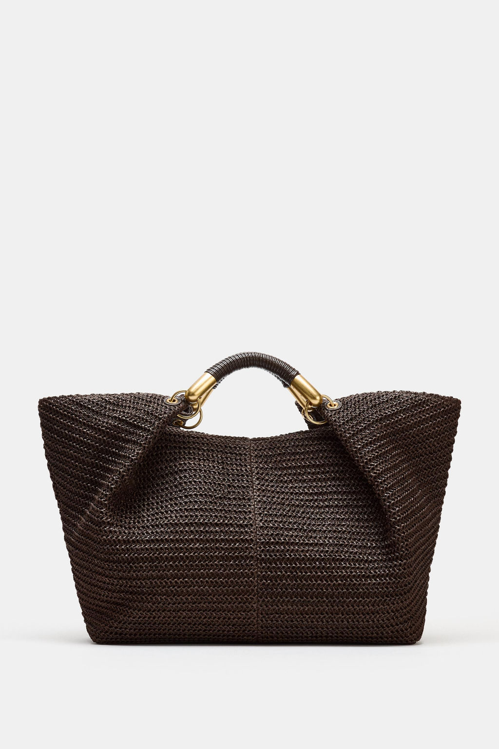 MAXI BOLSO DE MANO EFECTO TRENZADO / Chocolate - Zara фото 4