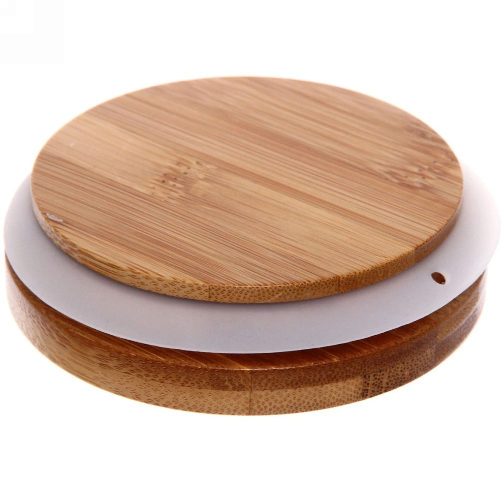 Банка для продуктов стеклянная 500мл "Хай-Тек" с бамбуковой крышкой 10*9,5см